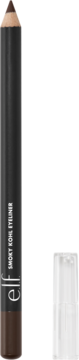 Zbliżenie na brązową kredkę do oczu e.l.f. Smoky Kohl Eyeliner w odcieniu Brownie Points, obok zatyczka.