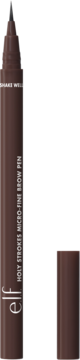 e.l.f. Holy Strokes Micro-Fine Brow Pen Dark Brown. Widok z przodu, otwarta skuwka, widoczna precyzyjna końcówka.