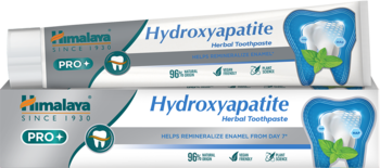 Dwie tubki pasty Himalaya PRO Hydroxyapatite Herbal Toothpaste, remineralizującej szkliwo, z miętą.