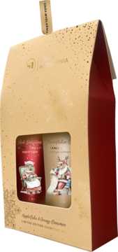 Złoty zestaw kosmetyków Stara Mydlarnia: kremy do rąk Apple Cake i Orange Cinnamon, z Mikołajową i reniferem.