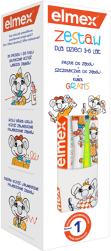 ELMEX Kids ,zestaw dla dzieci 3-6 lat, pasta do zębów + szczoteczka do zębów + kubek,kompozycja-2
