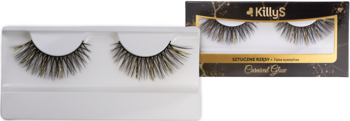 Sztuczne rzęsy 4 KillyS Diamond Glow, czarno-złote, jedna para poza opakowaniem, druga w pudełku.