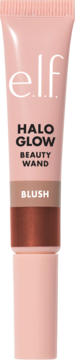 Róż rozświetlający e.l.f. Halo Glow Beauty Wand. Jasnoróżowa tubka z błyszczącym odcieniem brązu You Go Cocoa.