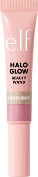 Płynny rozświetlacz e.l.f. Halo Glow Beauty Wand Pink Prism w różowej tubce, widok z przodu.