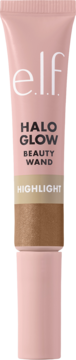 Różowa tuba płynnego rozświetlacza e.l.f. Halo Glow Beauty Wand w odcieniu Liquid Gold, widok z przodu.