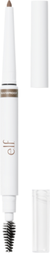 Biała, dwustronna kredka do brwi e.l.f. Instant Lift Blonde, z wysuniętą końcówką i szczoteczką.