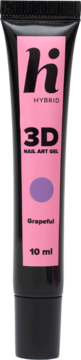 hi hybrid 3D NAIL ART GEL Grapeful 10 ml w czarnej tubce z różową etykietą, pionowy widok z przodu.