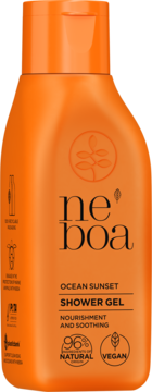 Żel pod prysznic Neboa Ocean Sunset, pomarańczowa butelka. Oczyszcza, nawilża i koi skórę naturalnymi składnikami.