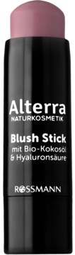 Róż w sztyfcie Alterra Blush Stick, różowo-fioletowy, z Bio-Kokosöl i kwasem hialuronowym, widok z przodu.