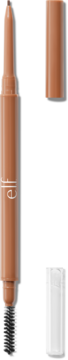e.l.f. precyzyjna kredka do brwi w odcieniu brązu z wysuwanym sztyftem i szczoteczką, widok z przodu.