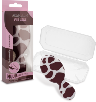 Ewa Schmitt MP638 tarka z nano szkła z krowim wzorem, w różowo-brązowym opakowaniu i białym etui.