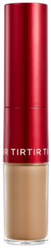 TIRTIR Glide & Hide Blurring Concealer 7.5W. Dwustronny korektor w czerwono-beżowym opakowaniu, widok z przodu.