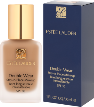 Beżowy podkład Estee Lauder Double Wear Stay-in-Place Makeup SPF 10 w matowej butelce z pudełkiem, widok z przodu.