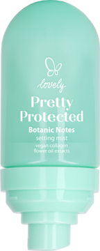 Miętowa mgiełka Lovely Pretty Protected Botanic Notes, matująca, z wegańskim kolagenem, widok z przodu.