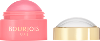 Bourjois Little Round Pot róż do policzków i ust w kremie. Różowy słoiczek, satynowe wykończenie, obok złota nakładka.