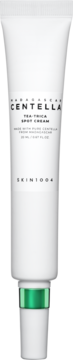 Biała tubka Madagascar Centella Tea-Trica Spot Cream SKIN1004 z zieloną nakrętką, widok z przodu.