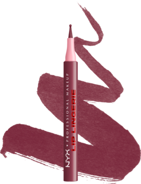 Wodoodporna konturówka NYX Lip Lingerie Hot & Heavy, matowy brudny róż, widoczny swatch koloru.