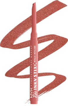 NYX Epic Inky Stix Blush Byte, metaliczny eyeliner w sztyfcie, z połyskującymi kreskami na ciemnym tle.