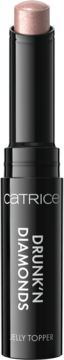Catrice Drunk'n Diamonds Jelly Topper, błyszczący różowo-złoty sztyft w czarnej oprawce, widok z przodu.