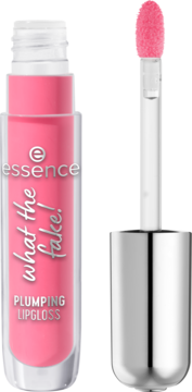 Różowy błyszczyk essence What The Fake! powiększający, w transparentnej tubce, z aplikatorem.