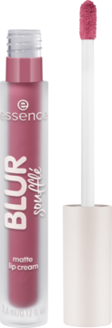 Essence BLUR SOUFFLÉ matowy krem do ust w różowej tubce 3.4ml z otwartym aplikatorem, widok przód.