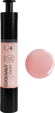 Lakier do paznokci COOLNAILS GLOV Nude Rosewood 207, jasnoróżowa butelka z pompką i kroplą.