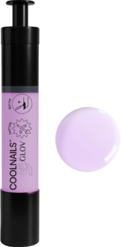 COOLNAILS Classic Nail Polish Pen, liliowy lakier peel-off w pisaku z czarnym dozownikiem, obok okrągła próbka koloru.