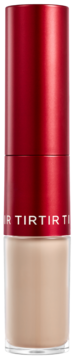Dwustronny korektor kryjąco-wygładzający TIRTIR Glide & Hide, czerwono-beżowe opakowanie, przód.