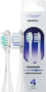Vitammy White+ końcówki wybielające do szczoteczek sonicznych 5+ i 3, opakowanie z dwiema główkami.