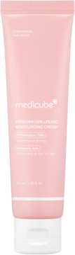 Medicube PDRN Pink Hyaluronic Moisturizing Cream w różowej tubce, biała nakrętka, widok z przodu.