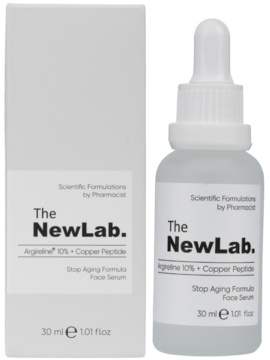 The NewLab. serum anti-aging z Argireline 10% i Copper Peptide w butelce z zakraplaczem i pudełku.