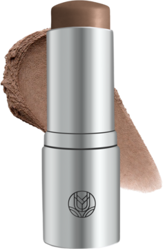Tuli Labs Contour Bronze Stick Hug: kremowy brązowy sztyft w srebrnym opakowaniu, z widoczną smugą dla konturowania.