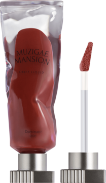 Muzigae Mansion Object Liquid tint Dominant, głęboki czerwony, w przezroczystej tubce z metalową podstawą. Matowe wykończenie.