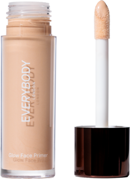 Rozświetlająca baza pod podkład Everybody Ever London Glow Face Primer Fair, otwarta butelka z aplikatorem.