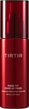 Czerwony utrwalacz TIRTIR Mask Fit Make Up Fixer 80 ml, z efektem Long Lasting, Blurring i Moist Finish, widok z przodu.