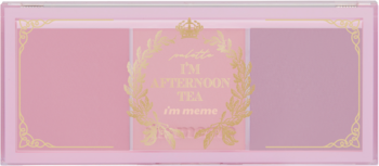 Otwarta paleta różów I’m Meme Afternoon Tea z trzema pudrowymi odcieniami różu i fioletu, złote zdobienia.