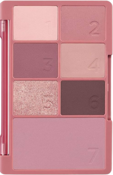 Paleta I’m Meme Color Pattern Palette Petal Pattern, 7 różowych cieni i różu, widok z góry, otwarta.