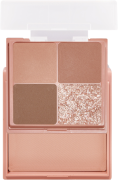 I’m Meme Multi Cube Fig Tart, paleta do twarzy. 4 cienie do powiek (mat, brokat), róż w ciepłych brązach, otwarta.