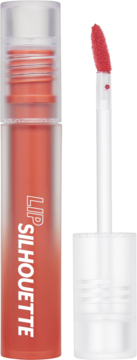 Matowy tint do ust I'm Meme Lip Silhouette Retro Peach w przezroczystej tubce, z koralowym aplikatorem.