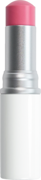 Hince True Dimension Radiance Balm Shelly, różowy balsam w sztyfcie, srebrno-białe opakowanie, widok z przodu.