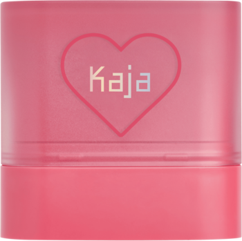 Kaja Dewy Bar Strawberry Sorbet, nawilżający balsam do policzków i ust, różowe opakowanie z sercem i logo Kaja.