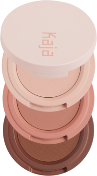Kaja Beauty Bento Velvet Dream: stacked cienie do powiek w beżu, różu i brązie. Kompaktowe opakowania.