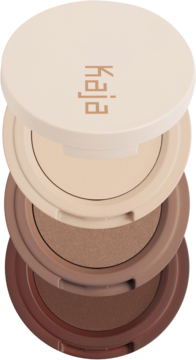 Kaja Beauty Bento Trio Neutral Moment. Trzy piętrowe cienie do powiek: jasny beż, średni i ciemny brąz.