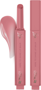 Różowy balsam do ust AA Wings Here To Shine 01 Pink Confidence, z widocznym otwartym sztyftem i swatch'em.