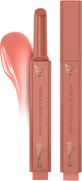Nabłyszczający balsam do ust AA Wings of Color Here To Shine 02 Coral Standout, sztyft, swatch, tubka.