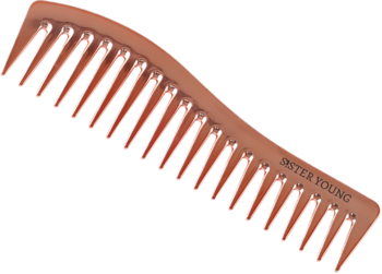 Antystatyczny grzebień ZURI Sister Young z szerokimi zębami, brązowy, lekko wygięty, do fal i włosów kręconych.