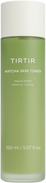 TIRTIR Matcha Skin Toner w zielonej, matowej butelce z białą nakrętką, widok z przodu, pojemność 150 ml.