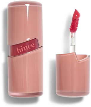 Hince żelowy tint, zamknięty i otwarty z aplikatorem w różowym odcieniu, naturalny połysk.