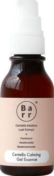 Barr Centella Calming Gel Essence z Centella Asiatica i pantenolem, brązowa butelka z białą pompką, widok z przodu.