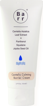 Biała tubka kremu Barr Centella Calming Barrier Cream z Centellą Asiatica i pantenolem, widok z przodu.